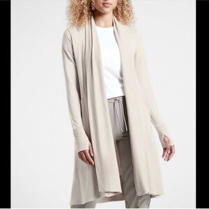 Athleta Light Beige Open-Front Long Cardigan Medium Tall
